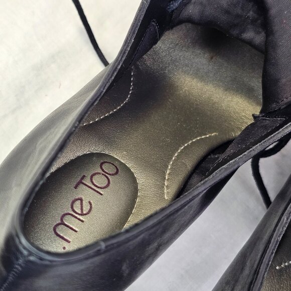 Me Too Lynessa Genuine Leather Chunky Platform Oxford Bootie Pumps 8 Black - Picture 11 of 14